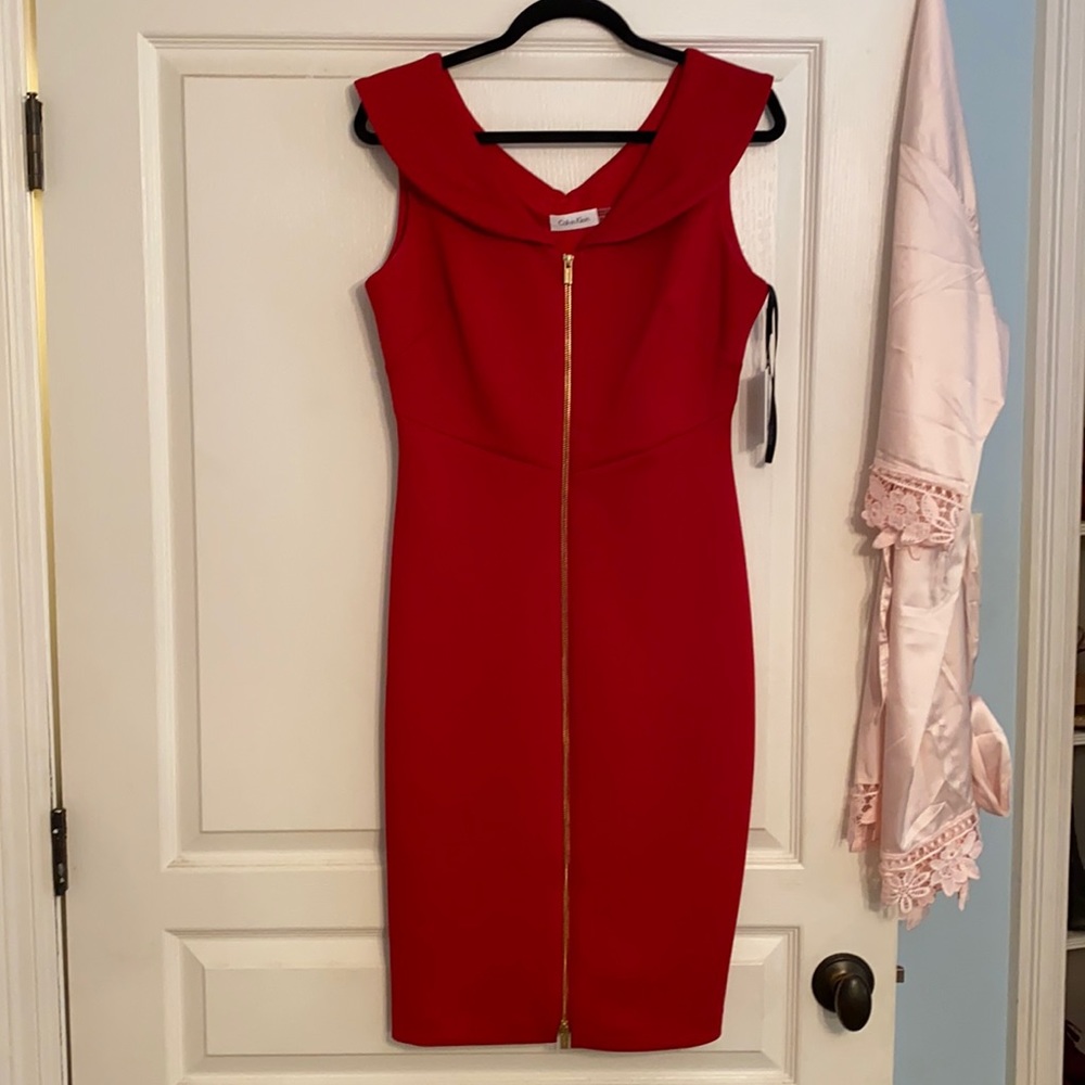 Red Calvin Klein dress